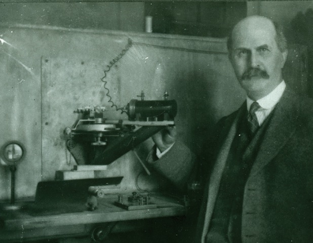 William Henry Bragg with the first spectrometer.