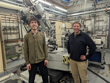 Cameron Dashwood and Beamline Scientist Dan Porter on Beamline I16 at Diamond Light Source