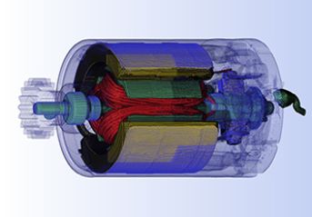 The internal components of an electric motor