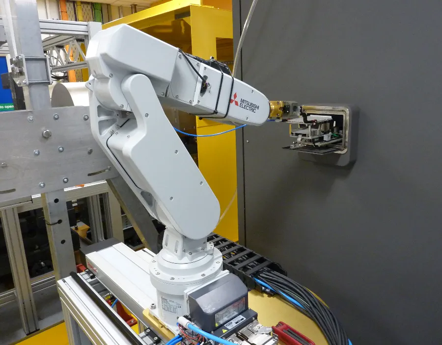 The robot will collect plates from the Formulatrix Rock Imager automation port.