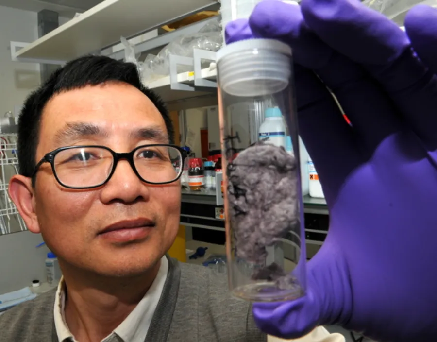 A user from the University of Hull with a sample of metal nanoparticles