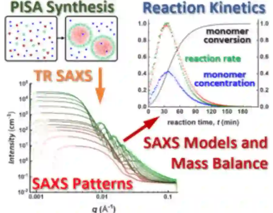 A new SAXS-based analytical model enables the direct monitoring of polymerization kinetics and mass transport during the synthesis of monomer-swollen nanoparticles in PISA processes.