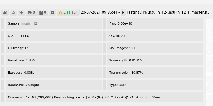 insulin beamline parameters