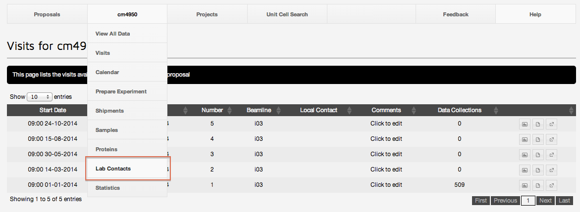 Selecting lab contact from proposal