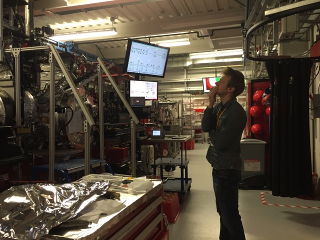 Danny Axford on the beamline at LCLS where the crystals were tested