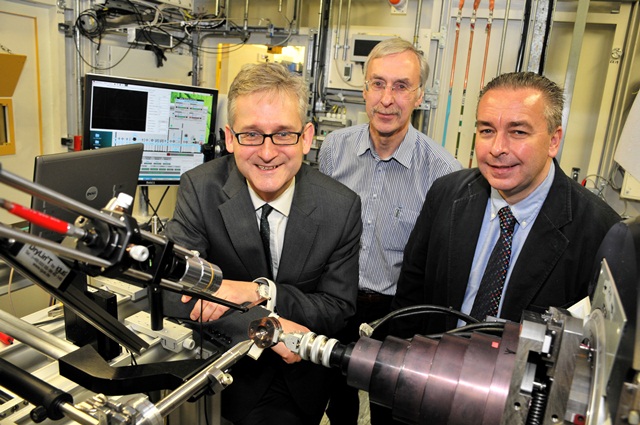 (L-R): Sven Schroeder, with Trevor Rayment (Diamond Light Source) and Peter Dowding (Infineum).