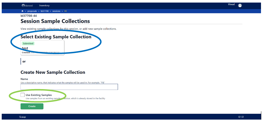 Scaup - select existing sample collection