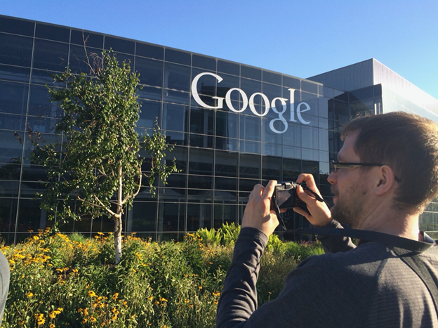 Figure 6: David Waterman goggling Google during one of our exchange trips with the Berkeley team.