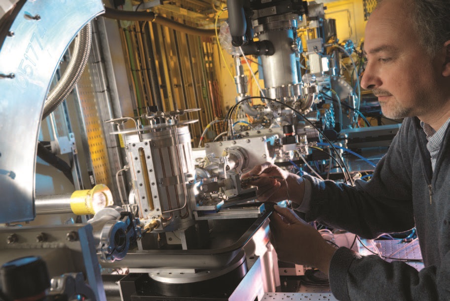 Figure 2: Principal Beamline Scientist, Giannantonio Cibin, in the experimental hutch of B18.