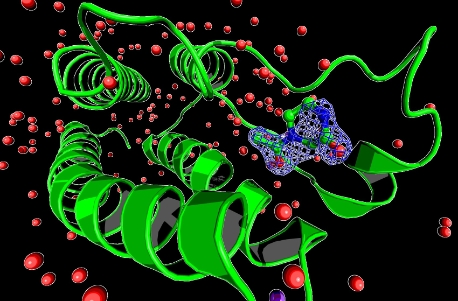 Electron density for a ligand bound to bromodomain BRD1.