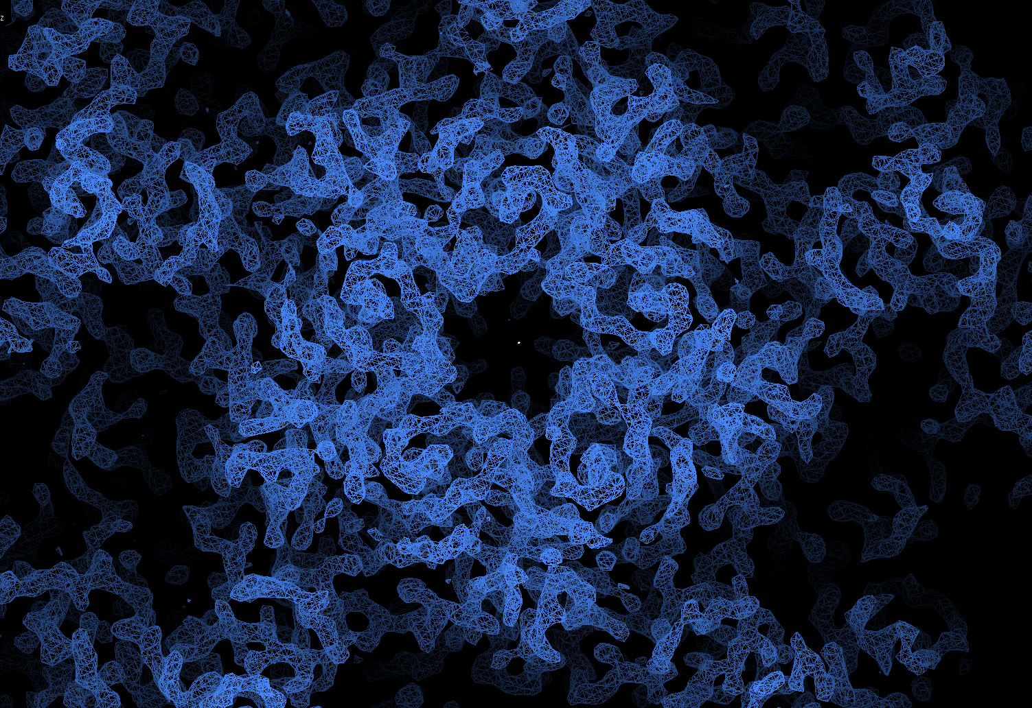An electron density map of another virus studied at Diamond. This is EV71, or hand-foot-and-mouth disease.