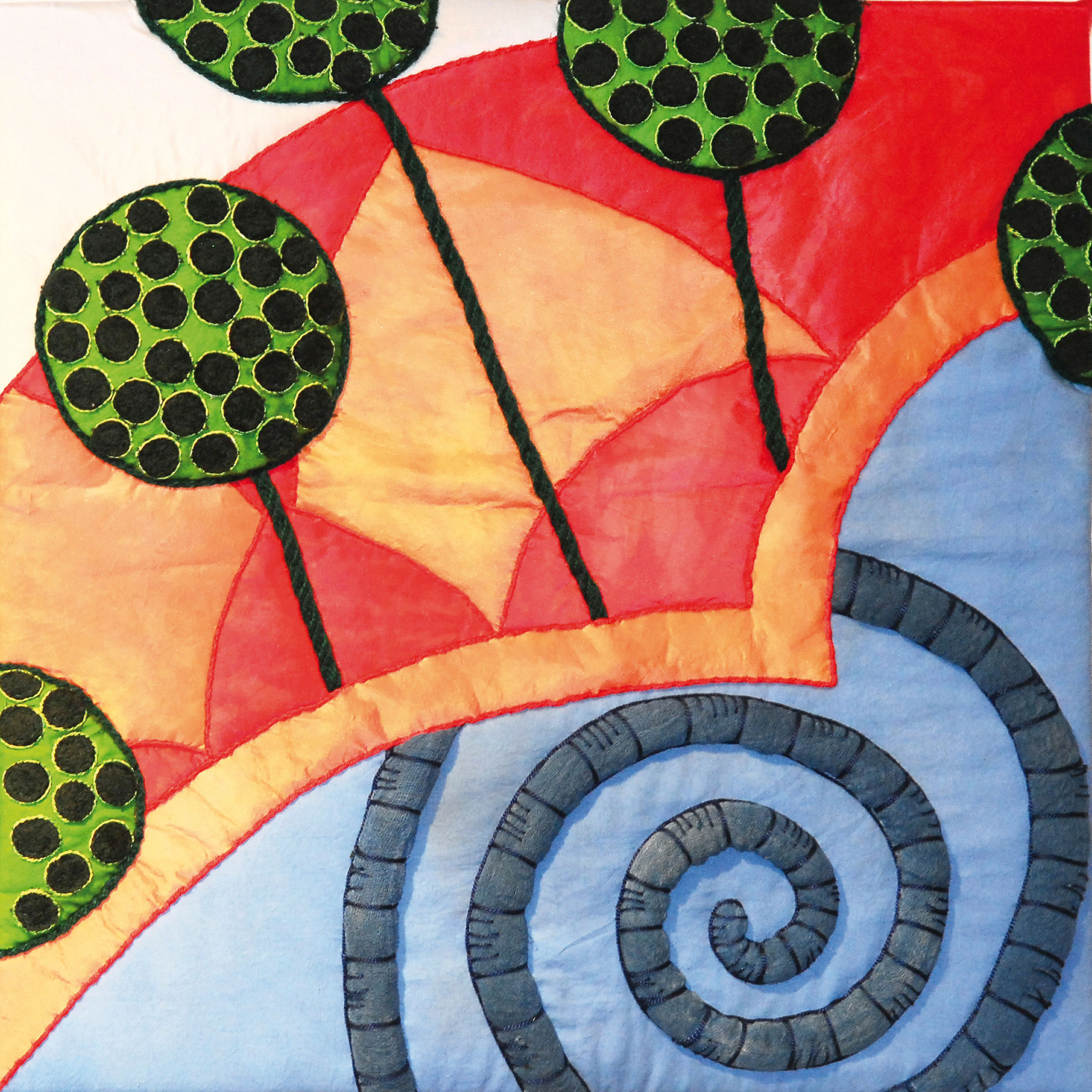 HIV/AIDS virus depicted in textile art