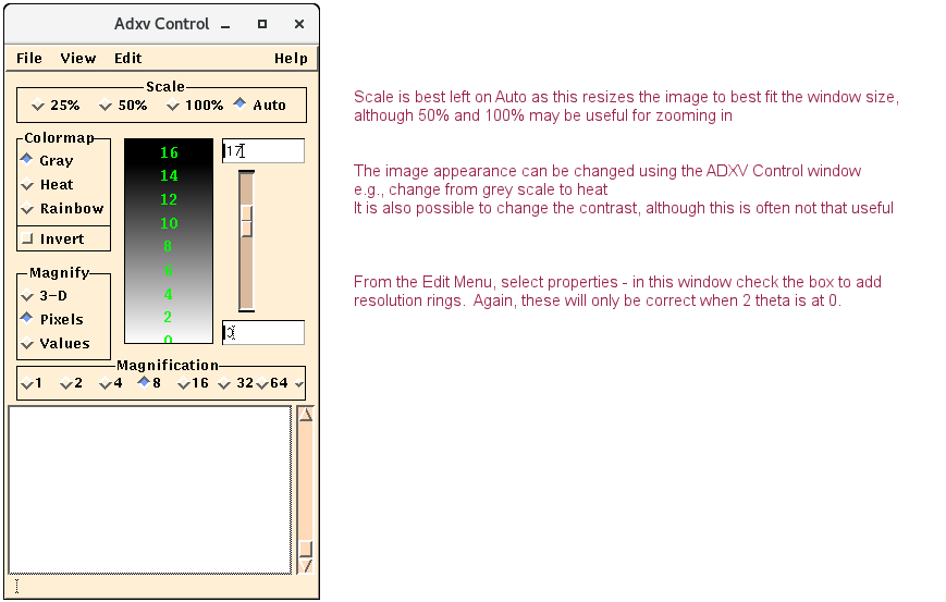 ADXV control window
