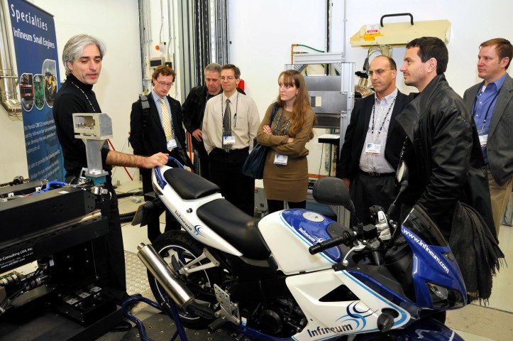 Michael Drakopoulos, Diamond Scientist who runs the JEEP beamline, showing iCAR delegates around the beamline.