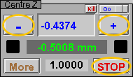 stop, +, - to free motor error