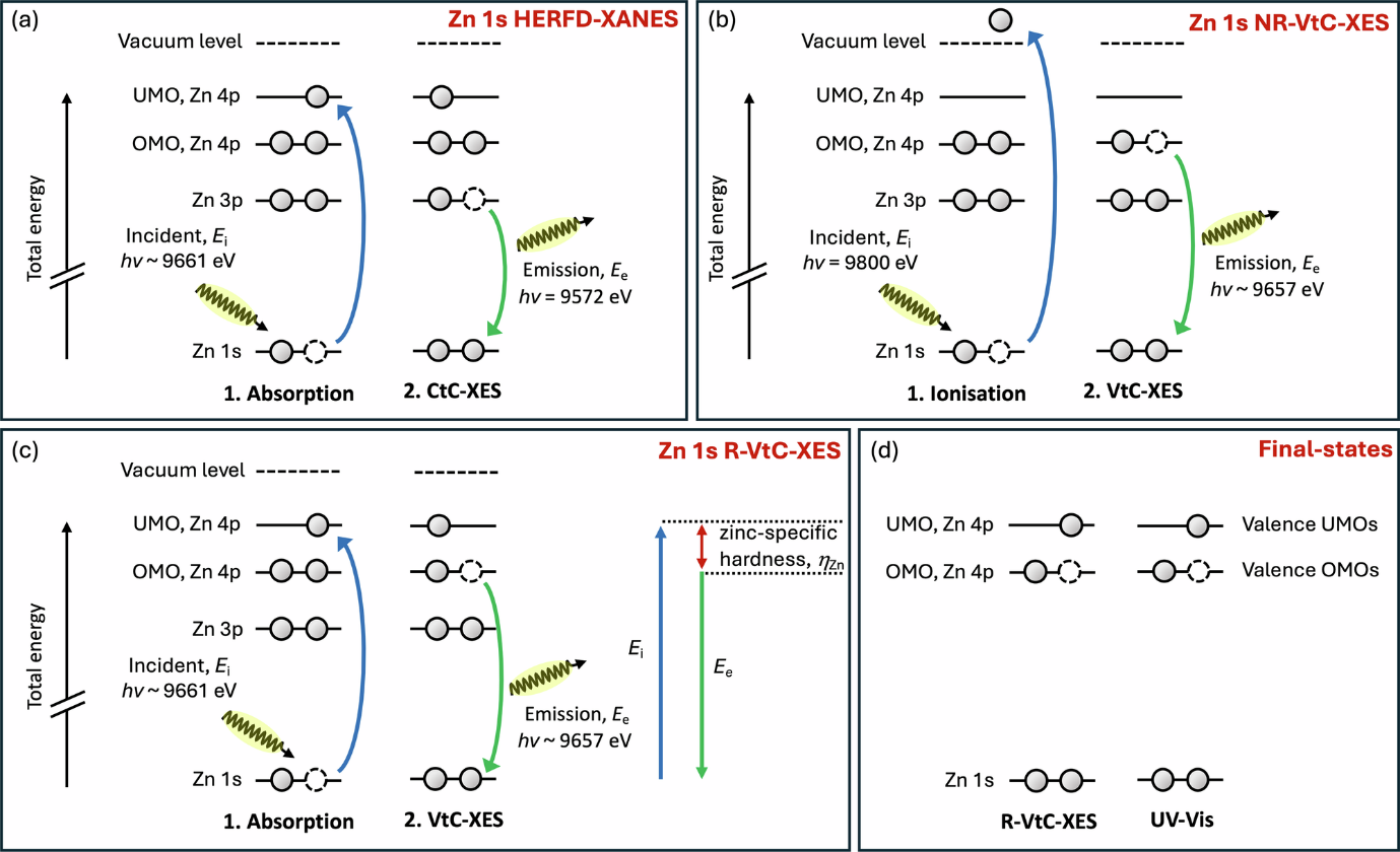 Probing electronic transitions in diorganozinc complexes