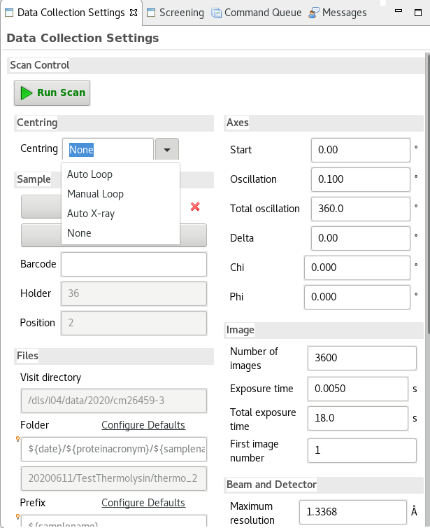 Data collection form