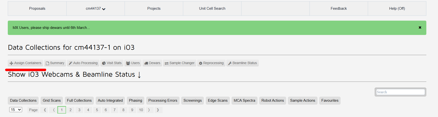 Click Assign Containers
