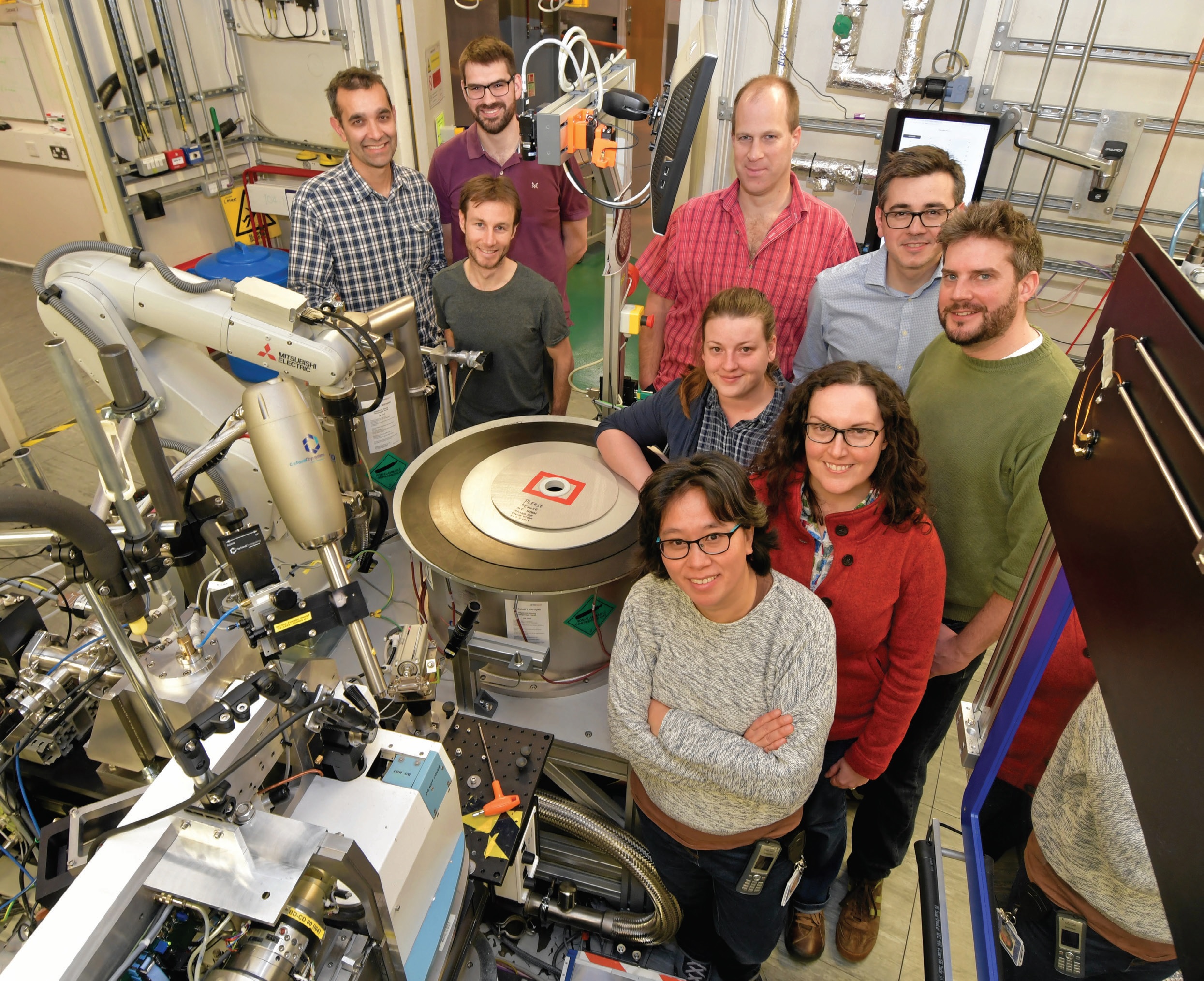 The I04-1 beamline team, clockwise from left: Jose Brandao-Neto, Richard Gillams, Frank von Delft (PBS), Alex Dias, Romain Talon, Ailsa Powell, Alice Douangamath, Anthony Aimon, Rachel Skyner.