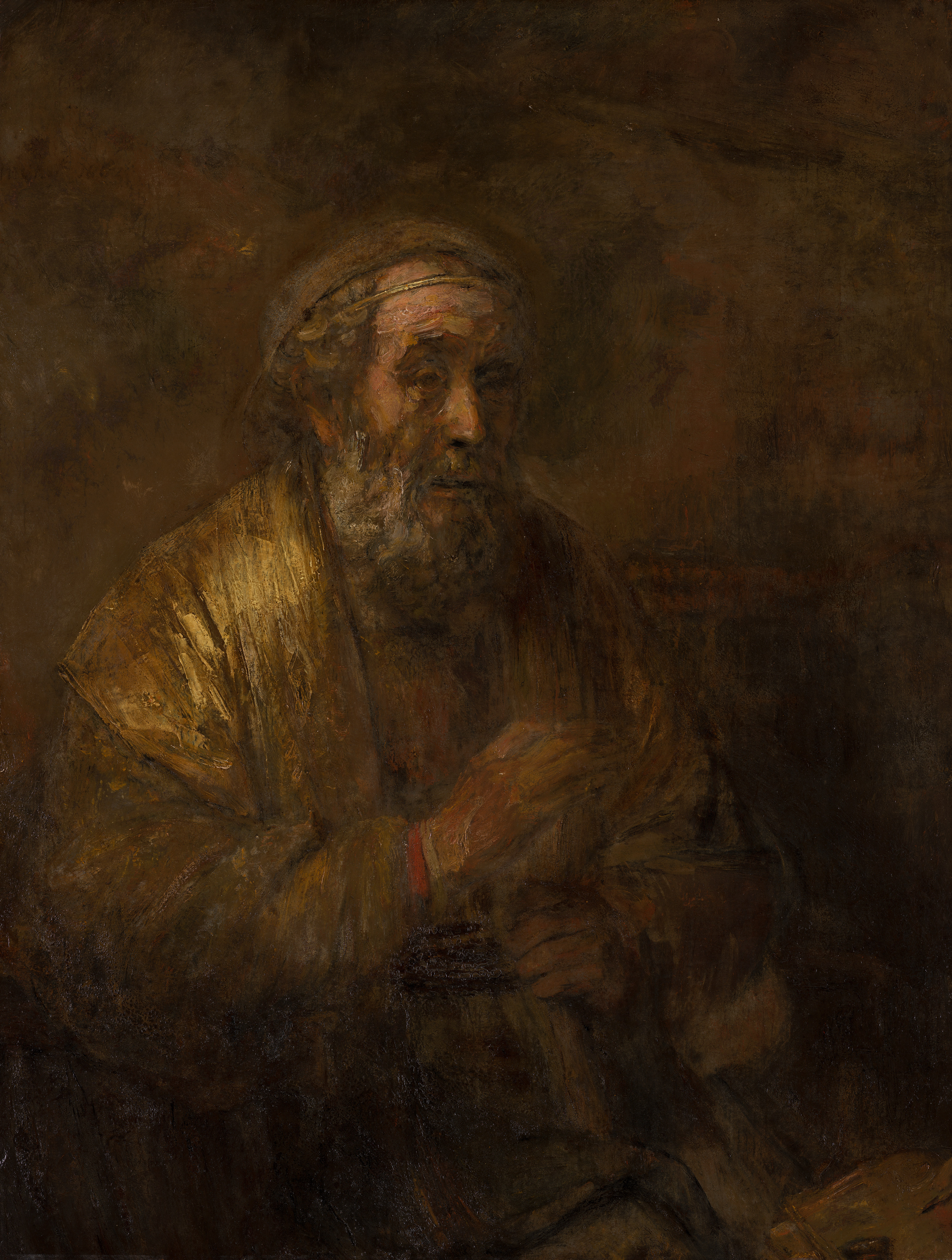 Rembrandt, Homer, 1663. Canvas, 107 x 82 cm.<br/>The Hague, Mauritshuis, bequest of Abraham Bredius, 1946
