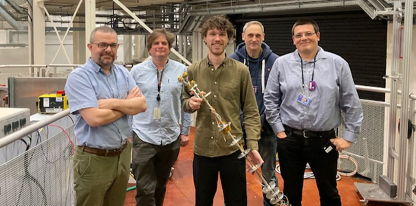 Members of the team from UCL and ISIS: Robin Perry, Frank Kruger, Cameron Dashwood, Dmitry Khalyavin and Pascal Manuel (left to right). 