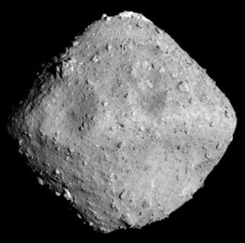 Asteroid Ryugu - Image taken at 20km on 26 June 2018, diameter 870 m. Credit: Hayabusa2/JAXA.