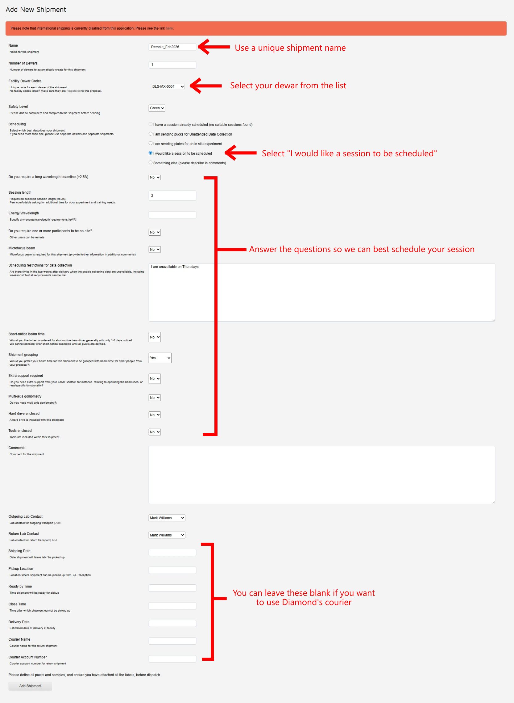 responsive scheduling add shipment
