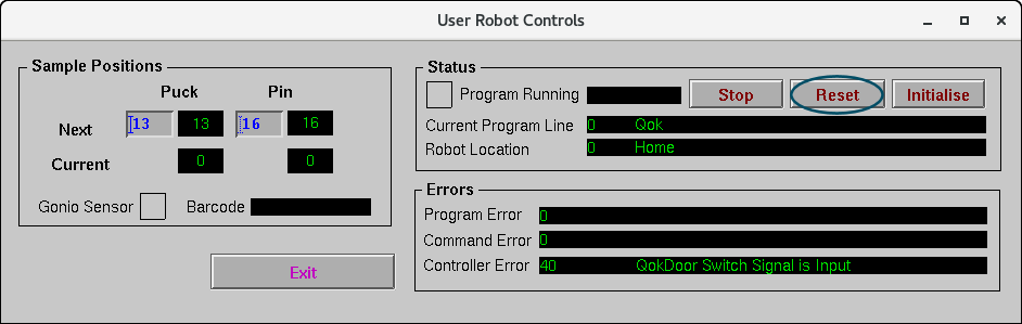 user robot window reset