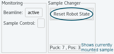 reset robot state and currently mounted sample