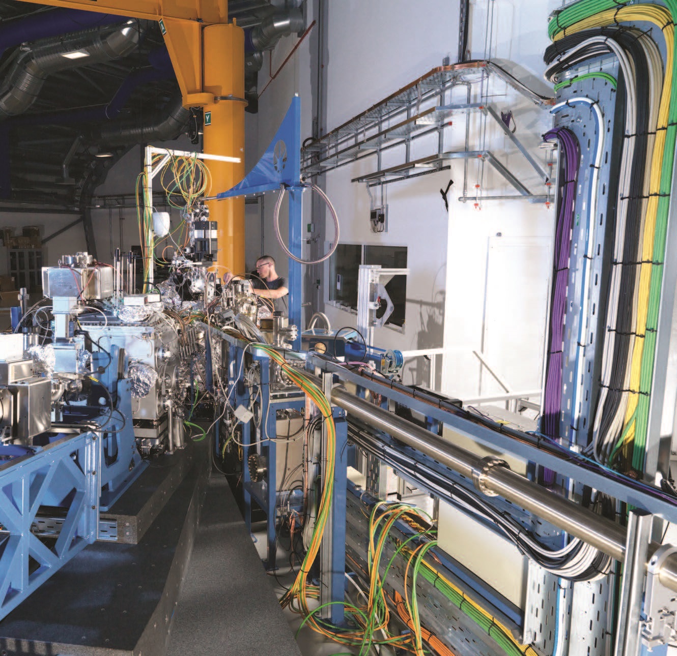 Mechanical Beamline Technician, Peter Garland, working on the I21 sample station.