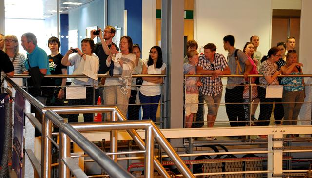 Visitors view the ring at Diamond Light Source