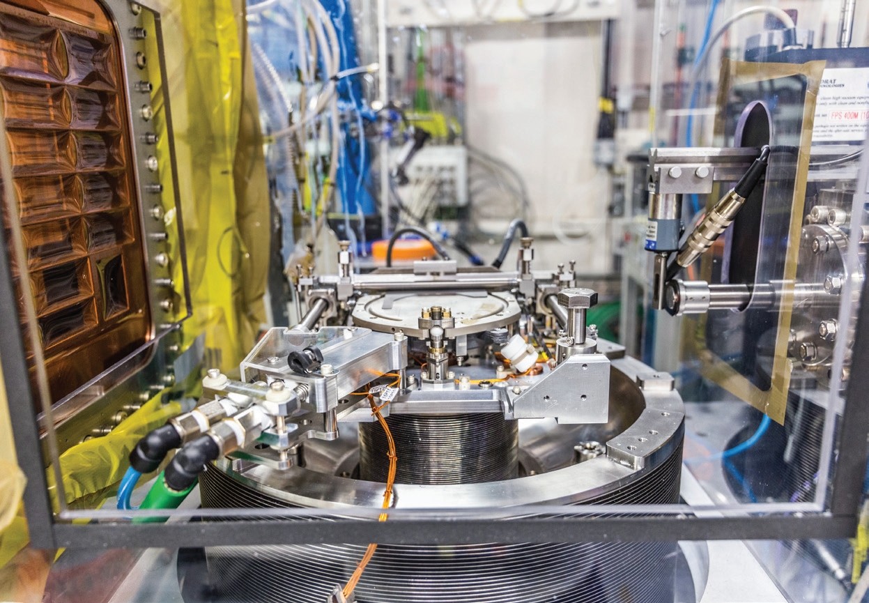 Figure 3: Hexapod Sample Platform including prototype humidity chamber and doctor blade annealing stage (courtesy of Samuele Lilliu).