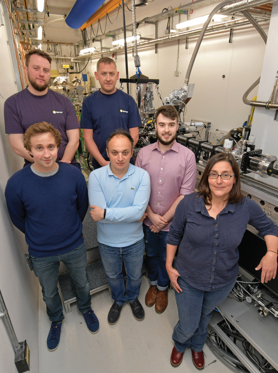 B24 beamline team, from left to right: (Front) Matt Spink, Ilias Kounatidis, Maria Harkiolaki
<br/>(PBS). (Behind) Adam Prescott, Adam Taylor, Thomas Fish.