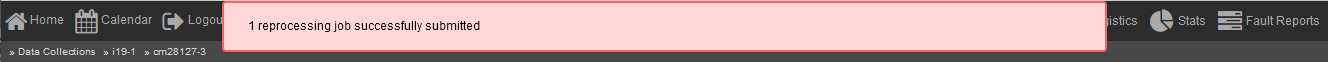 Reprocessing job successfully submitted
