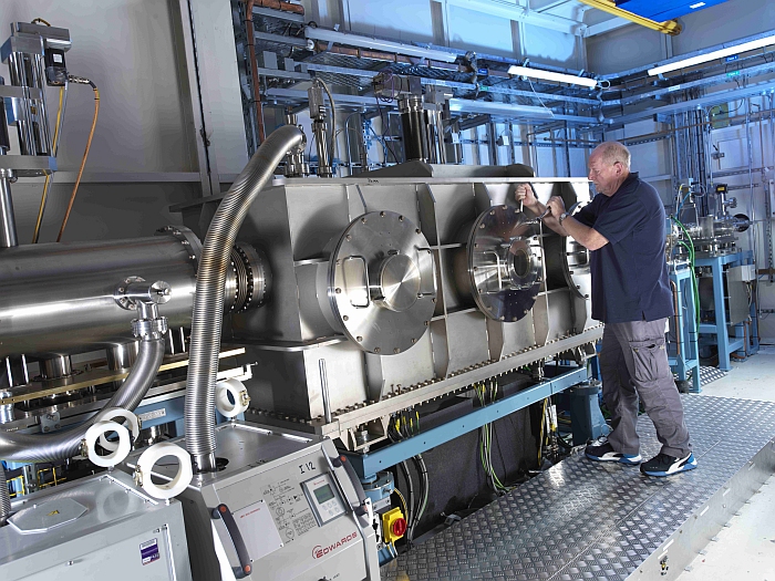 Bob Humphreys working on the Monochromator on I12 beamline