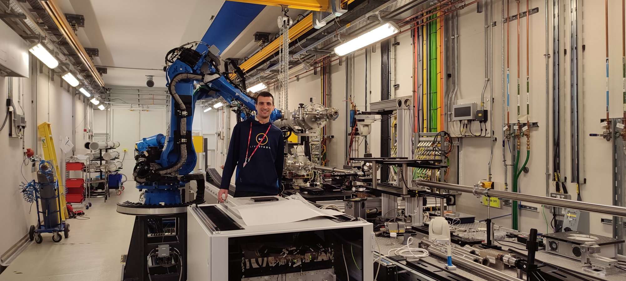 Lead author Dr Cyril Besnard on the I13 beamline at Diamond Light Source