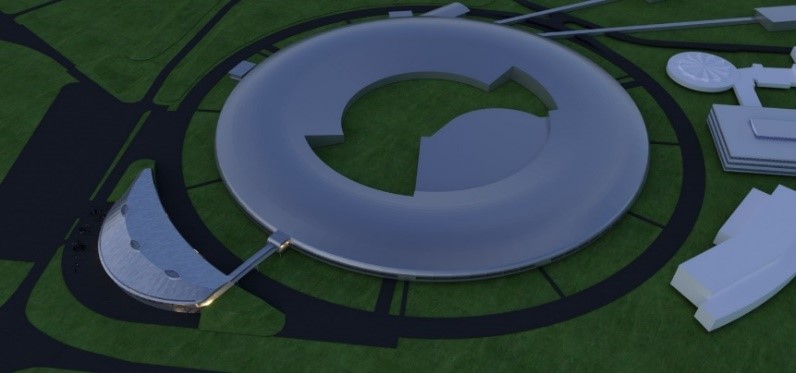 Proposed location of the new building at the front of the Diamond site on the Harwell Campus