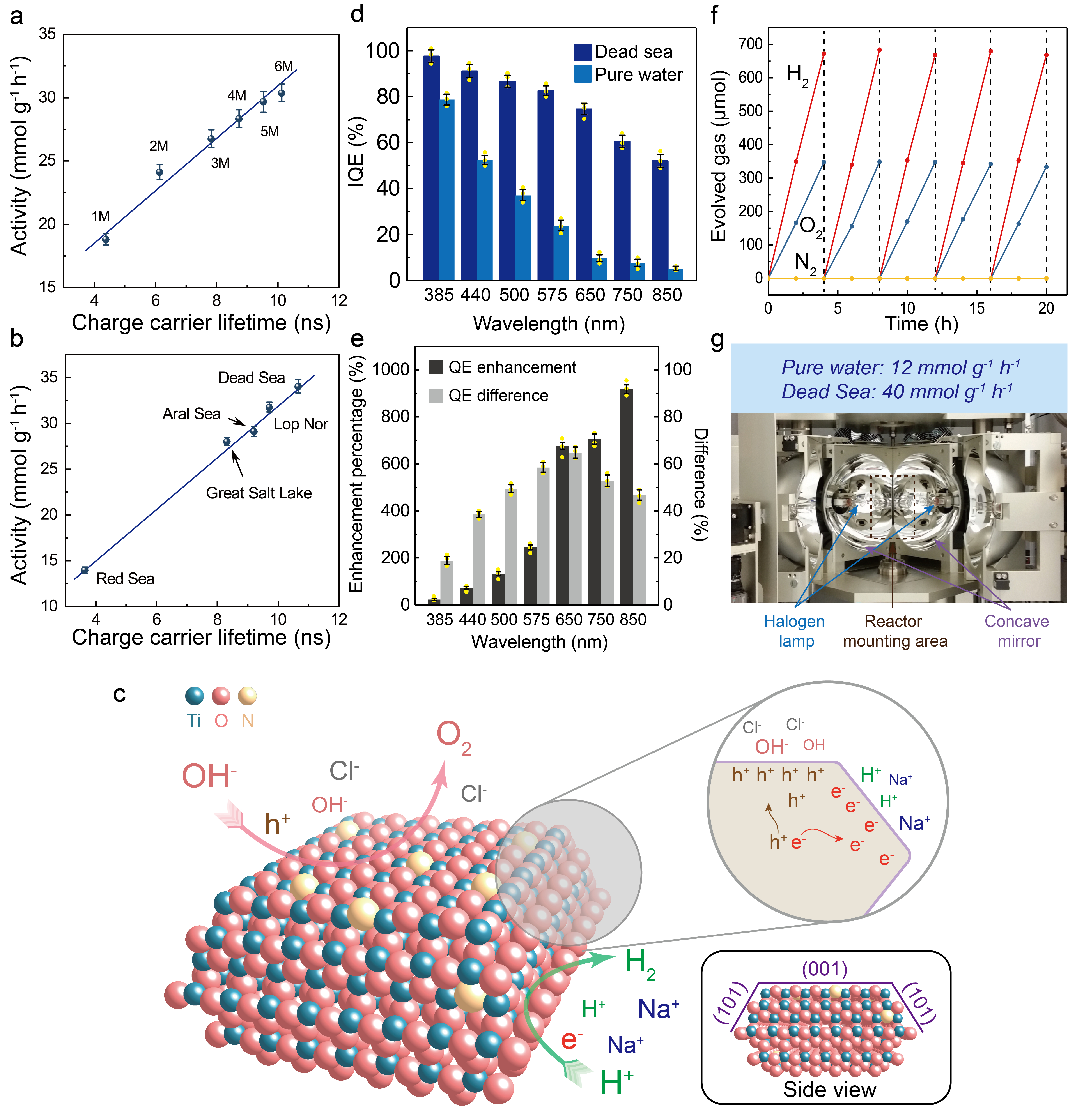 Schematic illustration of the electrolyte-assisted charge polarisation among different facets and further performance evaluation of the Pt/N-TiO2 photocatalyst. Source: Nat Catal 7, 77–88 (2024). https://doi.org/10.1038/s41929-023-01069-1