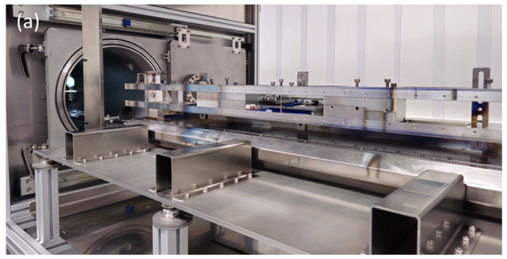 Photograph of the sample holder in the multilayer deposition system.