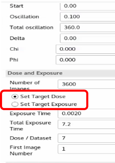 Dose and Exposure Control Panel at Beamline I04