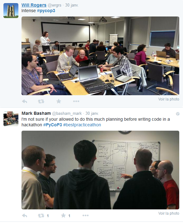 Figure 5: Twitter feed from the Python Community of Practice Event held at Diamond Light Source.