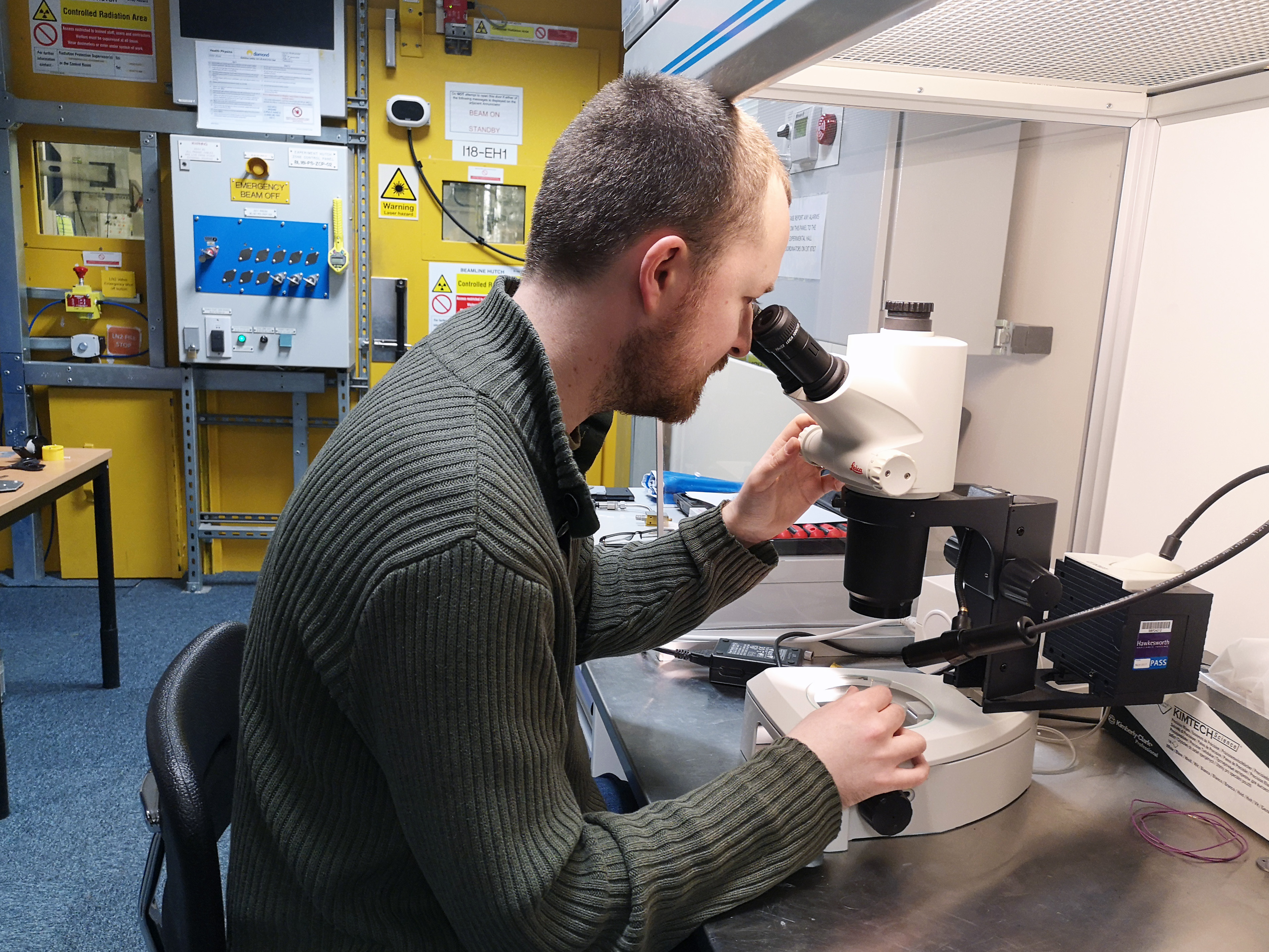 Dr Stephen Price working on beamline I18 at Diamond