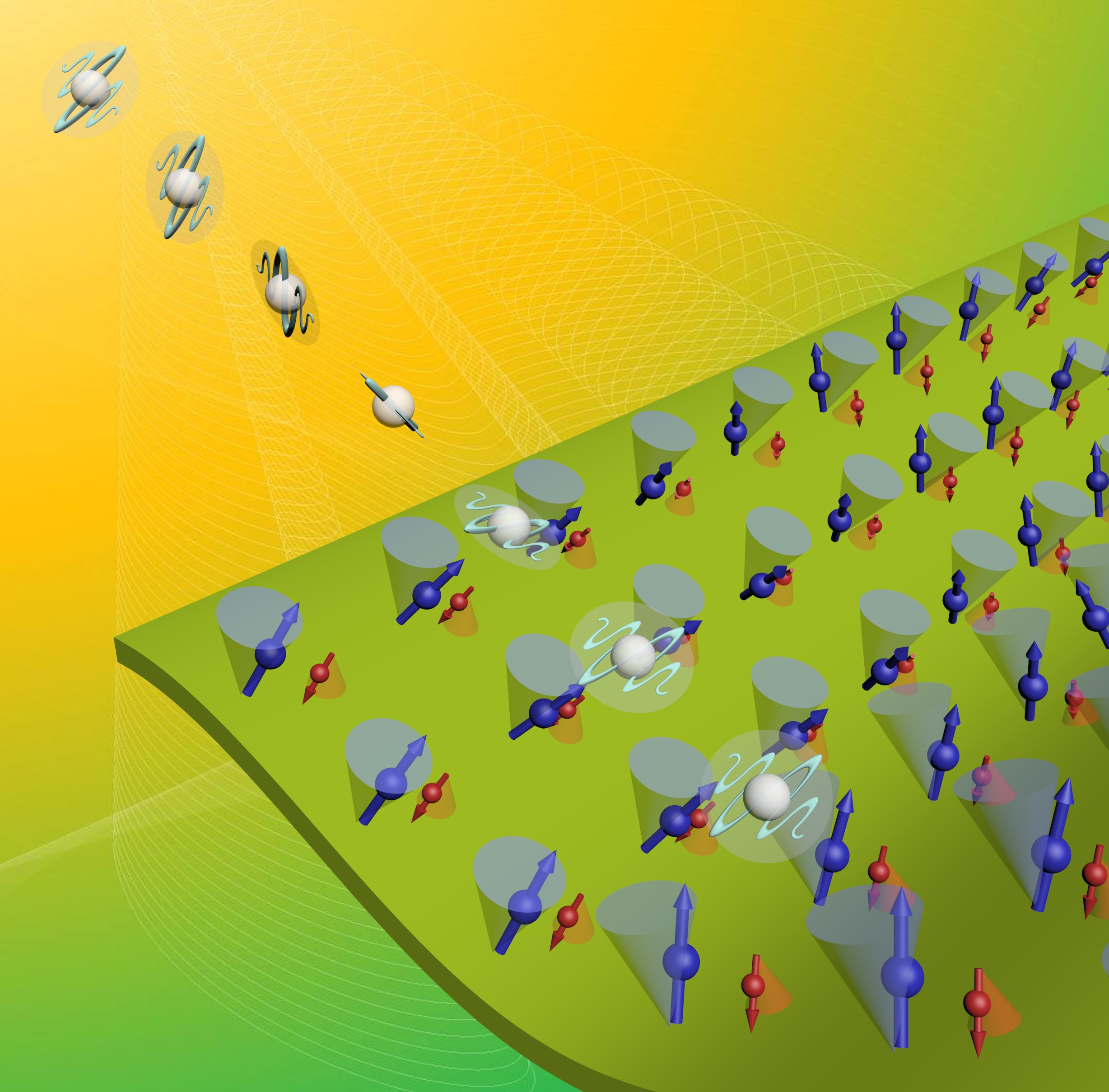 Polarized x-rays detecting spin waves on a crystal surface.