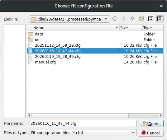 PYMCA fit config