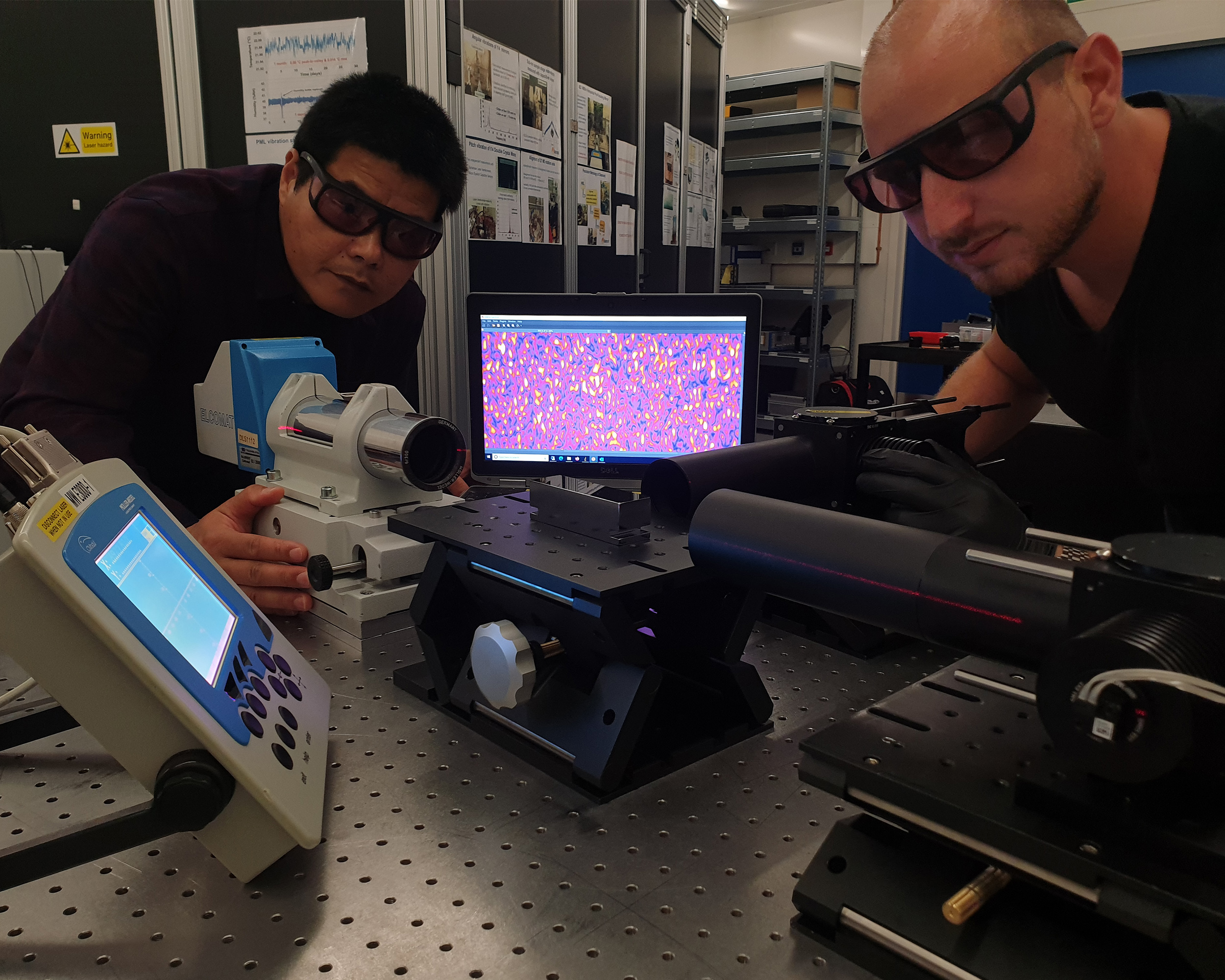 Dr Hongchang Wang (Left) is supervising his PhD student Simone Moriconi (Right) for testing SAM system.