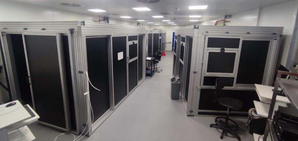 Figure 1: Interior of the new OML, showing the improved isolating enclosures and enhanced damping platforms for the sensitive metrology instruments.