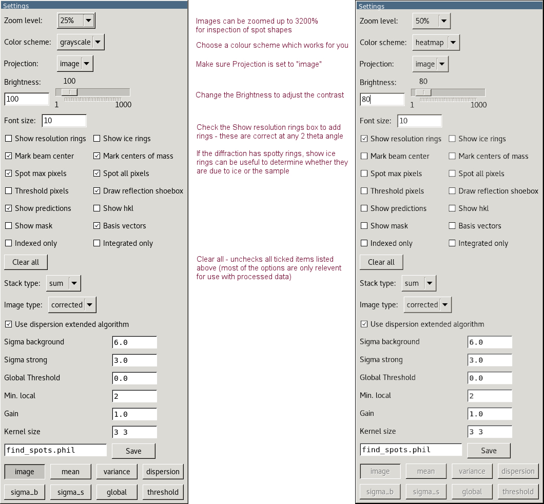 dials image viewer - settings