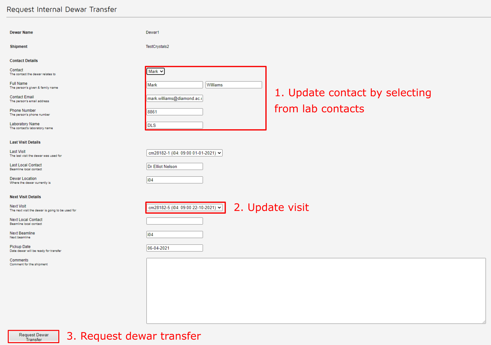 Internal Transfer form