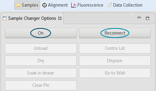 sample changer - on button