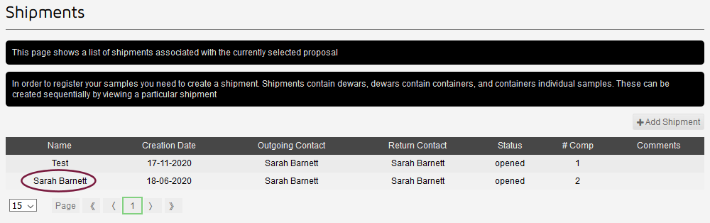 Populate a Shipment